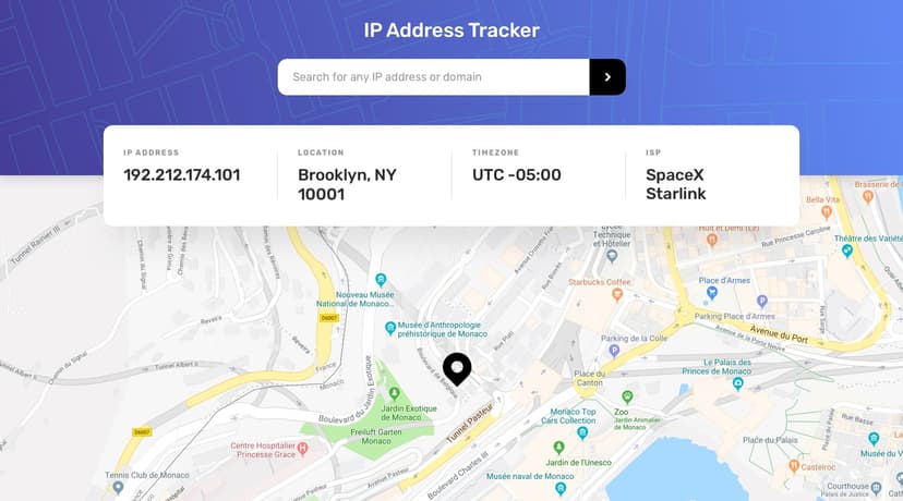 Preview of IP address tracker